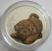 Tuvalu 50 Cents 2018 Puppies Poodle 1/2 Oz Silver