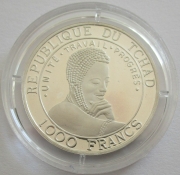 Chad 1000 Francs 1999 Galileo Galilei Silver