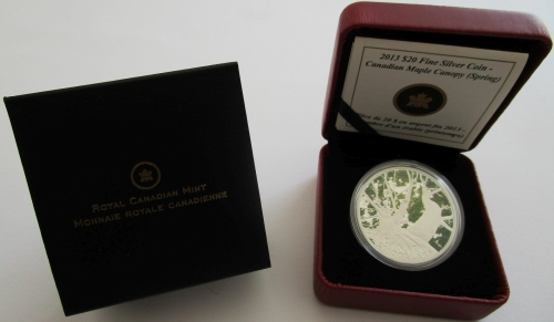 Canada 20 Dollars 2013 Maple Leaf Canopy Spring 1 Oz Silver