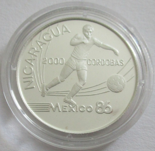 Nicaragua 2000 Cordobas 1988 Football World Cup in Mexico Silver