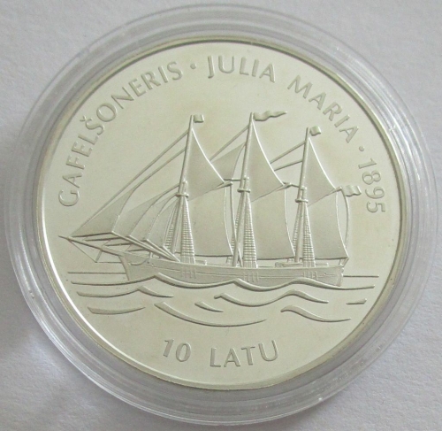 Latvia 10 Latu 1995 Ships Julia Maria Silver