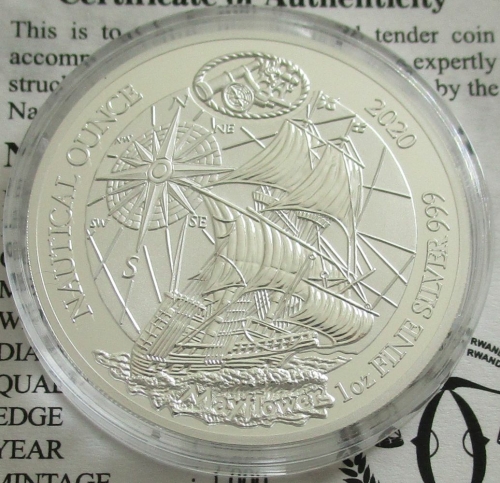 Rwanda 50 Amafaranga 2020 Ships Mayflower 1 Ounce Silver Proof