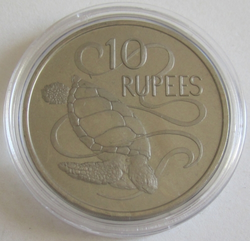 Seychelles 10 Rupees 1974 Wildlife Green Sea Turtle BU