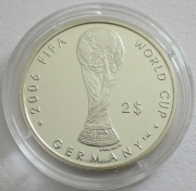Fiji 2 Dollars 2004 Football World Cup in Germany Trophy Silver