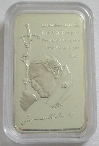 DR Congo 10 Francs 2004 Pope John Paul II Silver