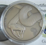 Gabon 1000 Francs 2013 Wildlife Snake 1 Oz Silver