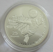 Seychelles 25 Rupees 2014 Football World Cup Brazil Silver