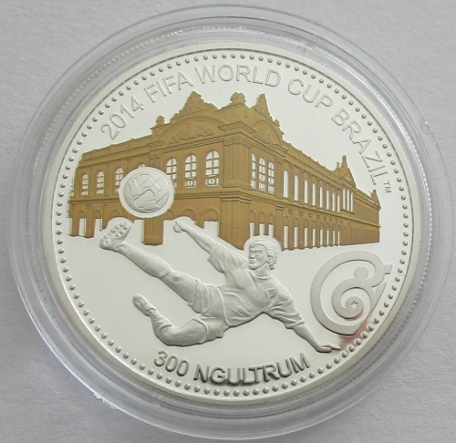 Bhutan 300 Ngultrum 2013 Football World Cup in Brazil Porto Alegre Silver