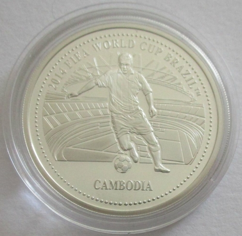 Cambodia 3000 Riels 2013 Football World Cup in Brazil Silver