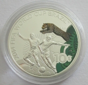 Fiji 10 Dollars 2012 Football World Cup in Brazil Jaguar Silver