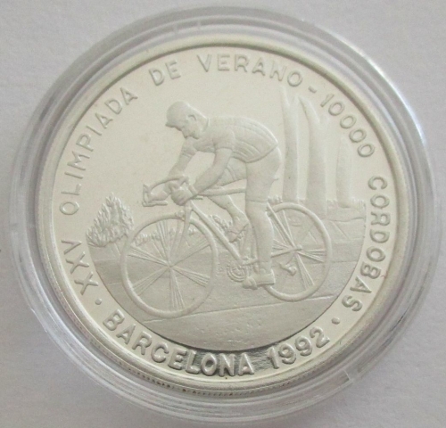 Nicaragua 10000 Cordobas 1990 Olympics Barcelona Cycling Silver
