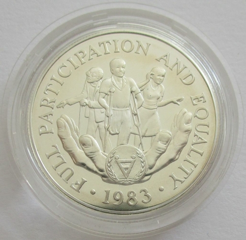 Liberia 20 Dollars 1983 Year of Disabled Persons Silver BU
