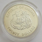 Liberia 20 Dollars 1983 Year of Disabled Persons Silver BU