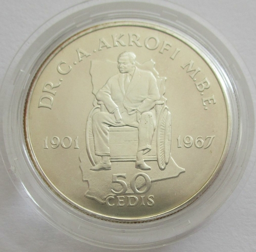 Ghana 50 Cedis 1981 Year of Disabled Persons Silver BU