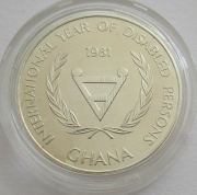 Ghana 50 Cedis 1981 Year of Disabled Persons Silver BU