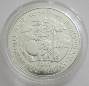 Bhutan 200 Ngultrum 1981 Year of Disabled Persons Silver BU