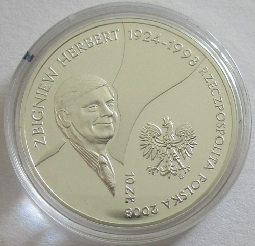 Poland 10 Zlotych 2008 Zbigniew Herbert Silver