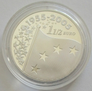 France 1.50 Euro 2005 Euopa 50 Years Flag of Europe Silver