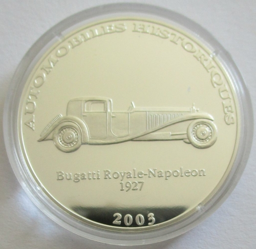 DR Congo 10 Francs 2003 Automobiles Bugatti Royale-Napoleon Silver