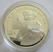 China 10 Yuan 1994 Rembrandt van Rijn Silver