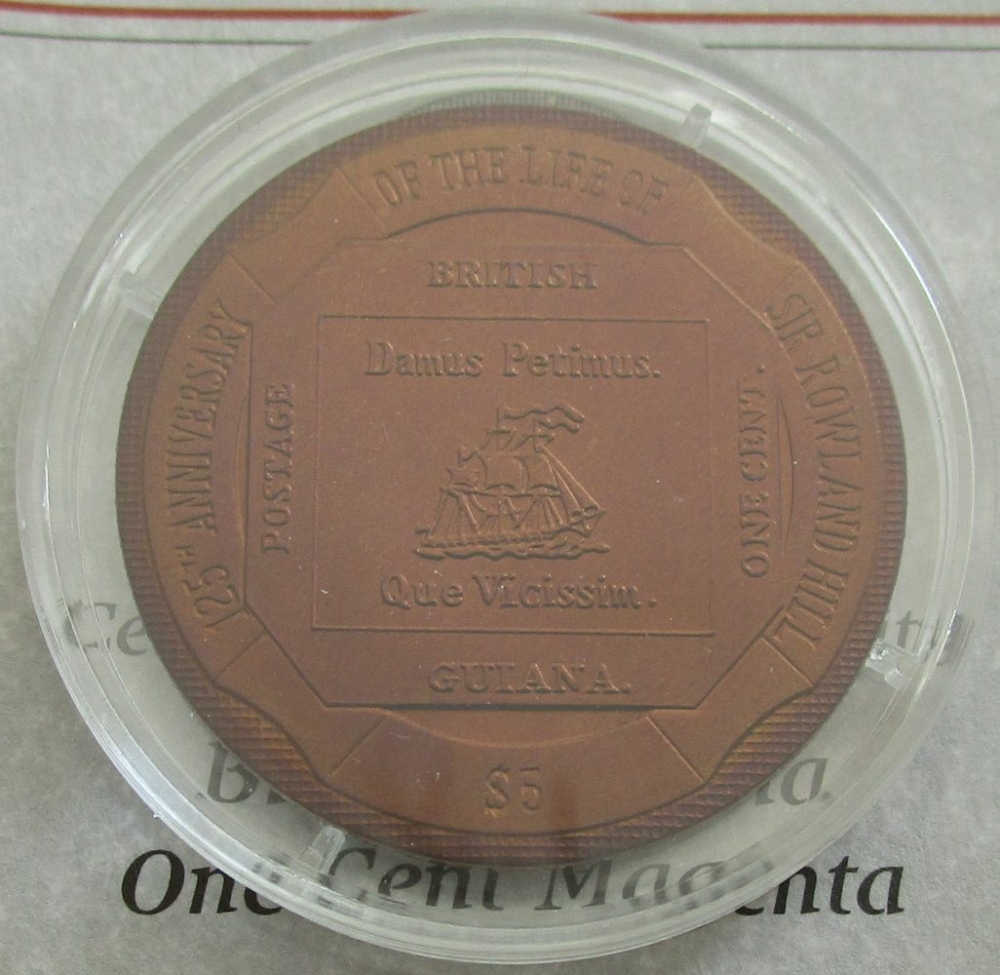British Virgin Islands 5 Dollars 2004 British Guiana One Cent Magenta