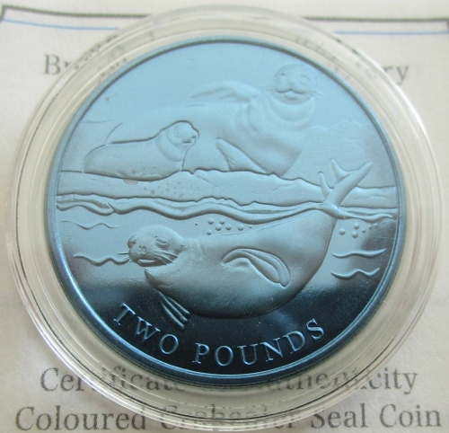 British Antarctic Territory 2 Pounds 2017 Wildlife Crabeater Seal Titanium