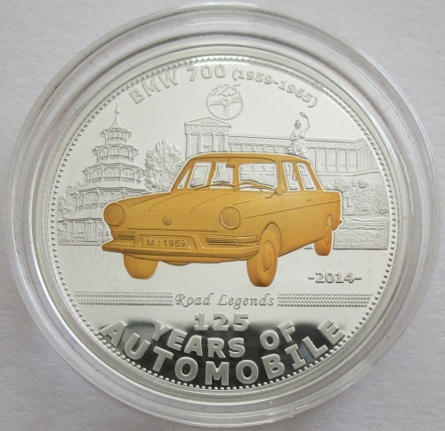 Palau 5 Dollars 2014 125 Years Automobile BMW 700 Silver