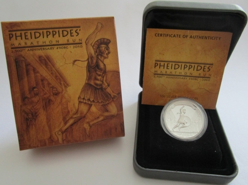 Tuvalu 1 Dollar 2010 2500 Years Battle of Marathon 1 Oz Silver