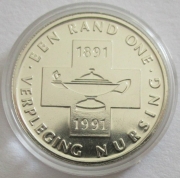 South Africa 1 Rand 1991 100 Years Nursing Silver BU