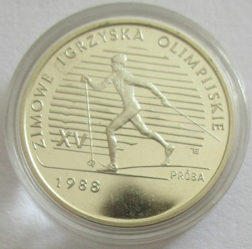 Polen 1000 Zlotych 1987 Olympia Calgary Skilanglauf Probe