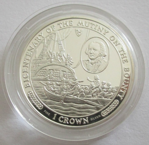 Isle of Man 1 Crown 1989 200 Jahre Bounty-Meuterei Ruderboot PP