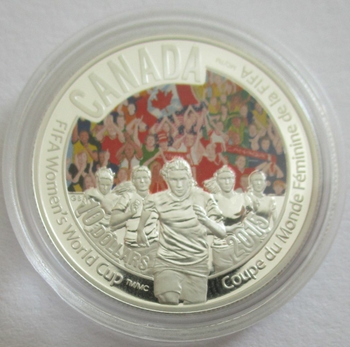 Canada 10 Dollars 2015 Football Womens World Cup Fans 1/2 Oz Silver