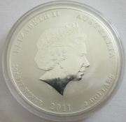 Australia 2 Dollar 2011 Lunar II Rabbit 2 Oz Silver