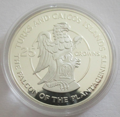 Turks & Caicos-Inseln 25 Crowns 1978 25 Jahre Krönung Queen Elizabeth II. Falcon of the Plantagenets