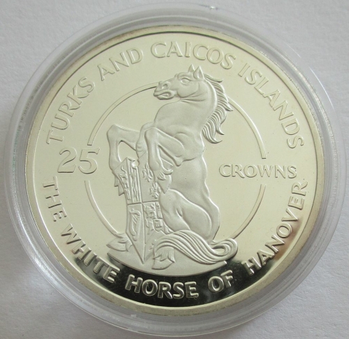Turks & Caicos-Inseln 25 Crowns 1978 25 Jahre Krönung Queen Elizabeth II. White Horse of Hanover