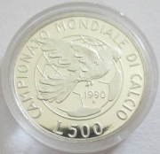 Italy 500 Lire 1990 Football World Cup Peace Dove Silver...