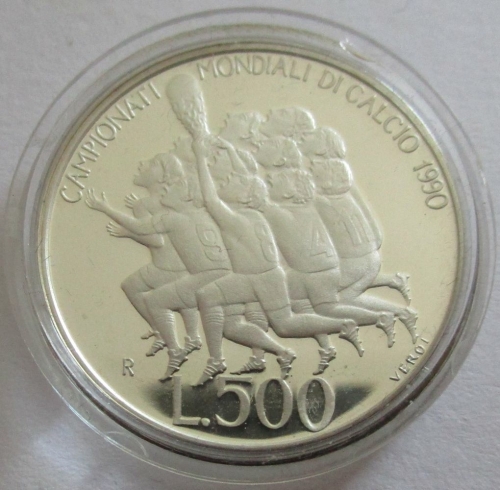 San Marino 500 Lire 1990 Football World Cup in Italy Silver Proof