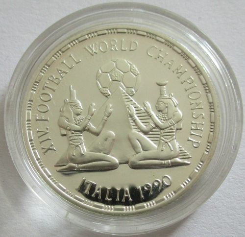 Egypt 5 Pounds 1990 Football World Cup in Italy Pyramid Silver Proof