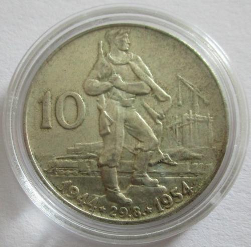 Czechoslovakia 10 Korun 1954 10 Years National Uprising Silver