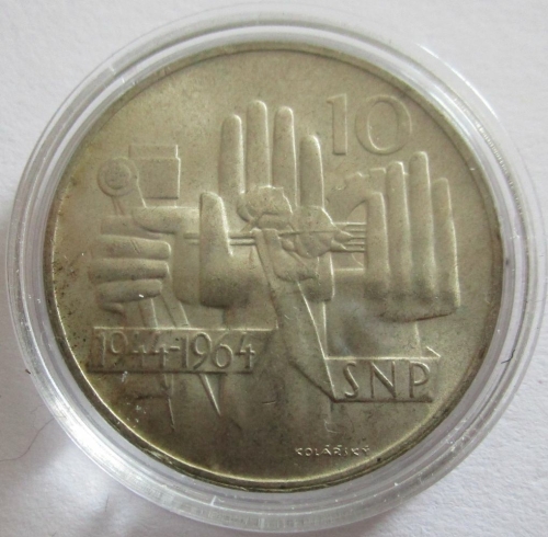 Czechoslovakia 10 Korun 1964 20 Years National Uprising Silver