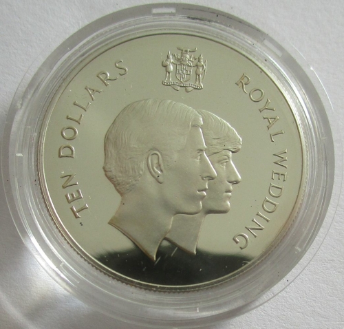 Jamaica 10 Dollars 1981 Royal Wedding Silver