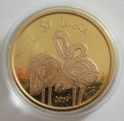 Saint Lucia 2 Dollars 2018 EC8 Greater Flamingo Gilded 1 Oz Silver