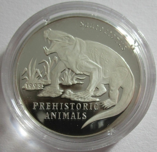 Laos 50 Kip 1993 Dinosaurs Sauroctonus Silver