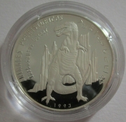 Sahara 500 Pesetas 1993 Dinosaurs Tarbosaurus Silver