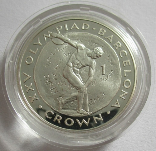 Gibraltar 1 Crown 1991 Olympics Barcelona Discus Throw Silver Proof