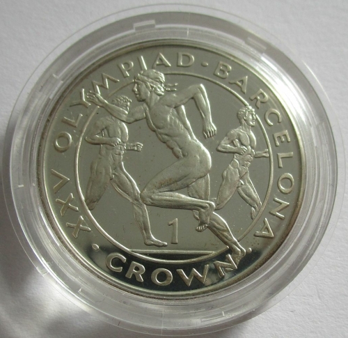 Gibraltar 1 Crown 1991 Olympics Barcelona Marathon Silver Proof