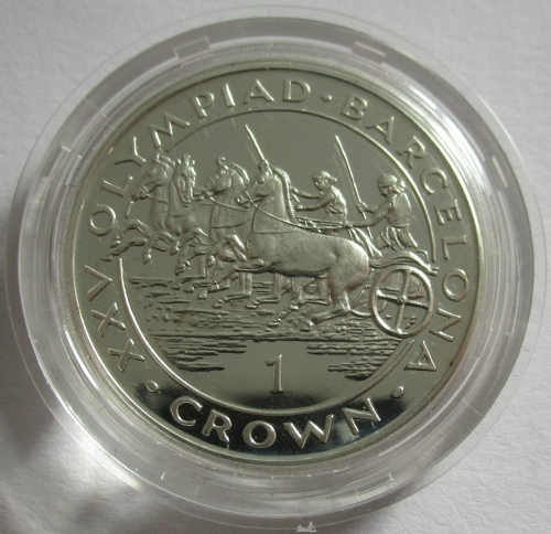 Gibraltar 1 Crown 1991 Olympics Barcelona Chariot Racing Silver Proof