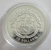 Liberia 10 Dollars 2006 Wildlife Ethiopian Wolf Silver