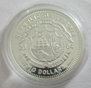 Liberia 10 Dollars 2004 Wildlife Siberian Tiger Silver