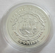 Liberia 10 Dollars 2005 Wildlife White-Winged Duck Silver